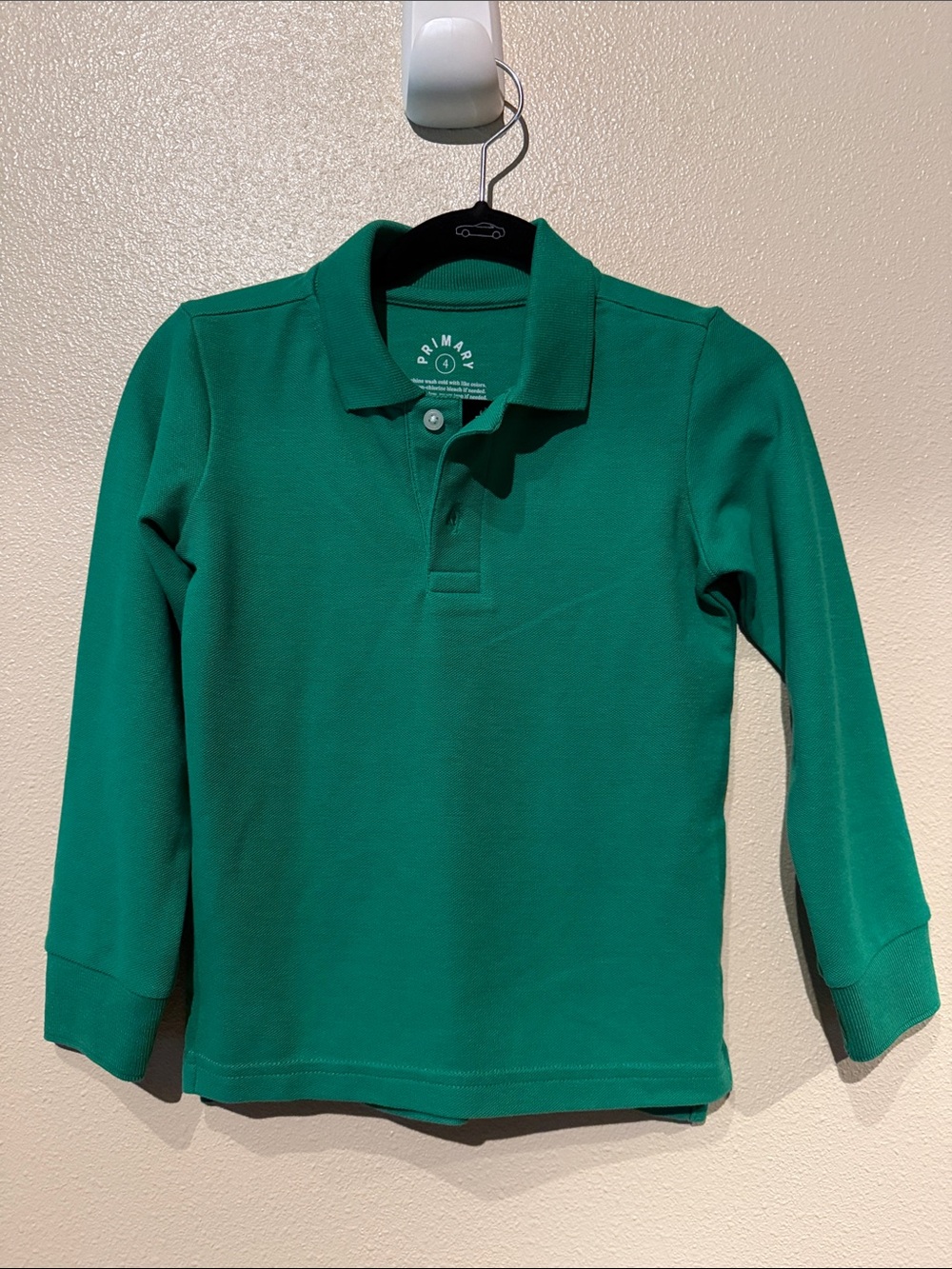 Primary size 4 Boys Long Sleeve Polo in Emerald Green